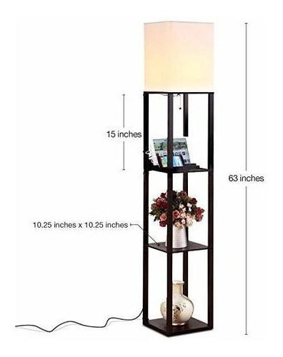 Lampara De Pie Con Repisa Puertos De Carga Usb Y Enchufes 1