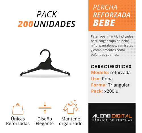 200 Perchas De Plastico Para Bebe 25 Cm Ropa Infantil Pack 2