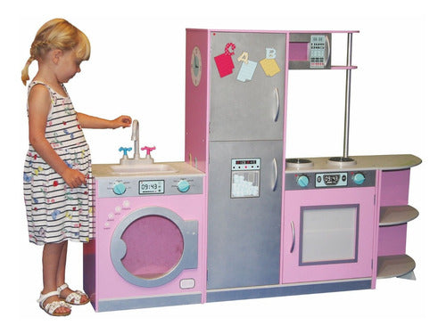 Lala Didáctico Cocina Infantil Cocinita Rosa Rosada Lavarropas Heladera 2