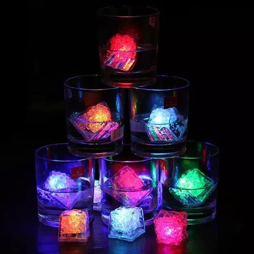 LED Ice Cubes x12 Bright Glowing Party Lights RGB Sensor Drinks Bar 3