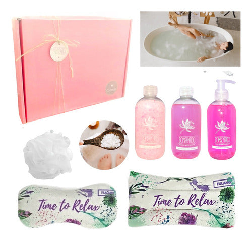 Elegant Spa Gift Box for Her - Rose Aroma Relaxation Zen Set #65 - Kit Caja Regalo Mujer Empresarial Spa Rosas Relax Zen N65