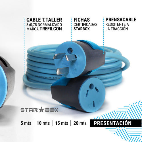 Star Box Prolongador Alargue Tripolar Cable Normalizado 5 Mts 1