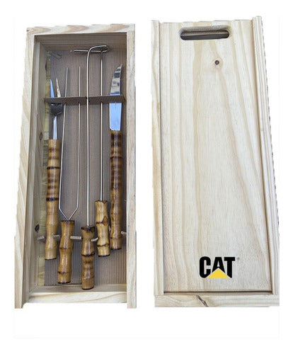 Personalized BBQ Set with 5 Wooden Handled Utensils 0