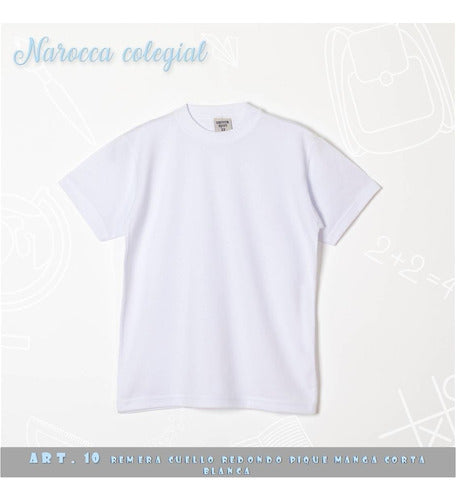 Naroca Remera Lisa Colegial Pique Blanca T.10 Al 16 0