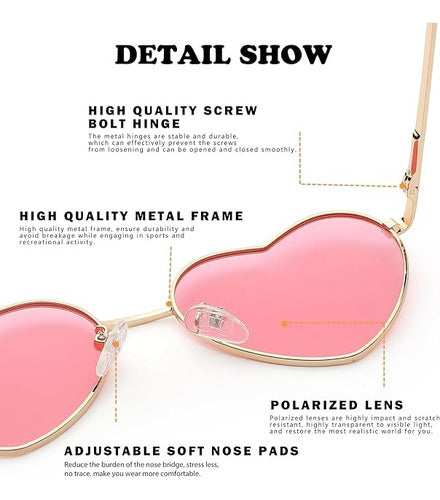 NUULOQ Heart Shaped Pink Polarized Sunglasses 5