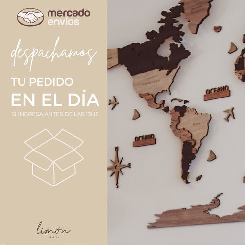 Wooden World Map Design Premium 3D - Handcrafted with Precision 6