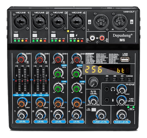 Depusheng M6 DJ Mixer 6-Channel Mixing Console 0