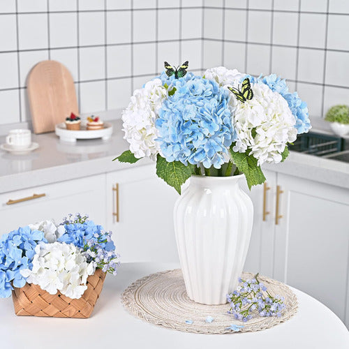 Waipfaru 2 Artificial Flowers Blue Hydrangeas Real Touch 4