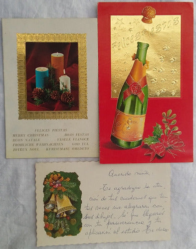 Tres Tarjetas Navideñas Años 80 - Escritas 1