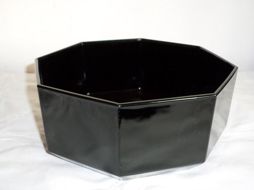 Antiguo Bowl Ensaladera Vidrio Negro Arcoroc Francia Impecab 1