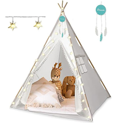 Orian Kids Teepee Play Tent with Pompom Ball Design 0