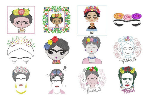 Pack Frida Kahlo Embroidery Machine Embroidery Designs 0