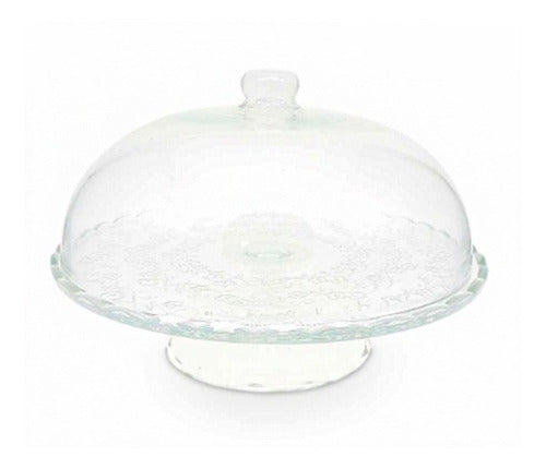 Glass Cake Stand with Pedestal and Dome Lid Round Box 0