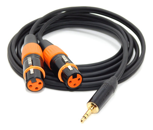 Audio Adapter Cable 3.5mm Stereo Plug to 2 Female Mono Canon XLR 2