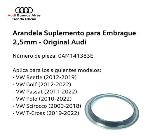 Arandela Suplemento Para Embrague 2,5 Mm Audi A3 2015 Al 4