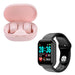 Combo Smartwatch D20 Y68 and Wireless Earbuds A6s Pink 2
