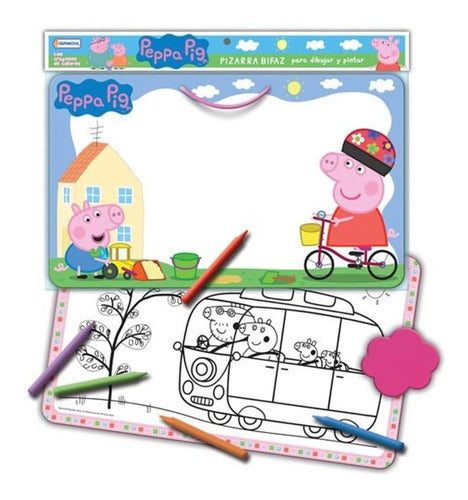 Pizarra Peppa Pig Bifaz Con Crayones Y Borrador 0