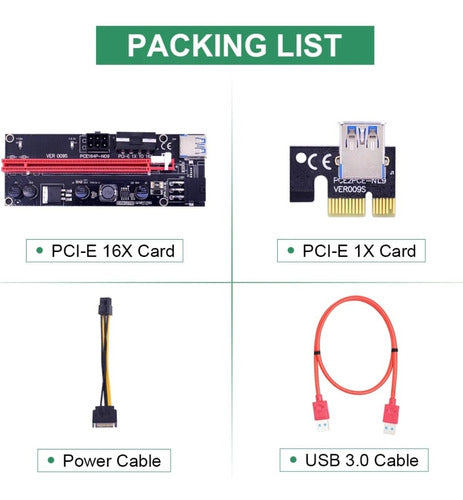 PCI-E 1X to 16X V009S Plus USB3.0 Cable Mining Rig Riser 6