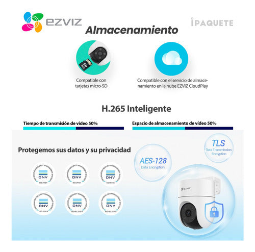 Kit 2 Cámaras Seguridad Ezviz Ip Wifi Domo 360 Exterior 2mp 7