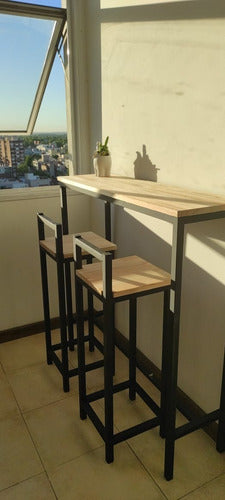 JN Industrial Style Wood and Iron Breakfast Bar Table 1