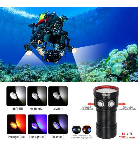 LetonPower BB14 9000 Lumens Dive Light 1