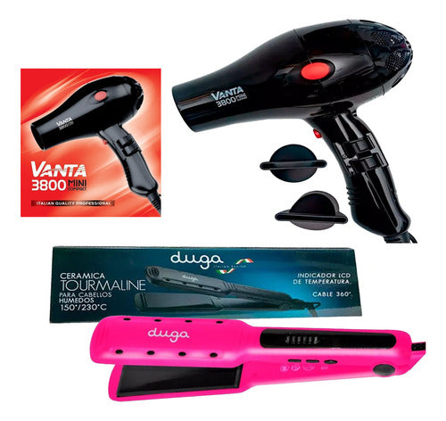 Vanta Set Profesional Secador + Planchita Duga D207 Rosa 9c 0