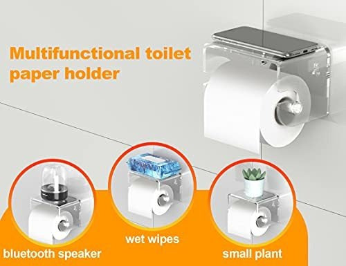 Meteou Adhesive Toilet Paper Holder with Shelf 1
