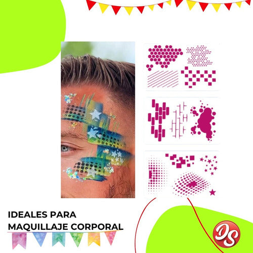 Matezz - Deco Stencils Stencil Maquillaje Artistico Tatto Corporal X 14 Plantillas 5