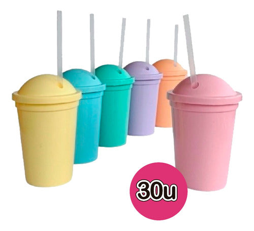 Set of 30 Plastic Souvenir Milkshake Cups - Lollipop 2