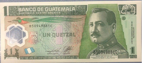 Billete Guatemala 1 Quetzal Año 2011 Plastico Sin Circular 0