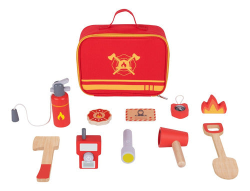 Tooky Toy Firefighter Suitcase - Wooden Toy Set 1