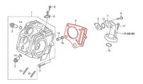 Honda NF 100 Wave Cylinder Head Gasket - Genuine Honda Replacement 1