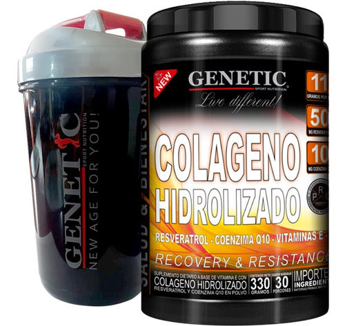 Genetic Colageno Hidrolizado 30serv Vit E C Resveratrol Q10 Shaker 0