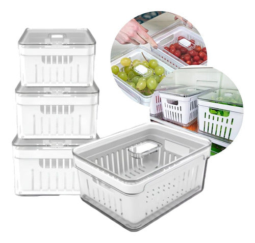 Kit 4 Organizadores Geladeira Clear Fresh 2,8 Conjunto Tampa 0