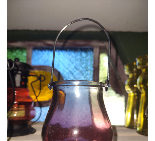 Glass Lantern - Orange-Violet 18x8cm 6