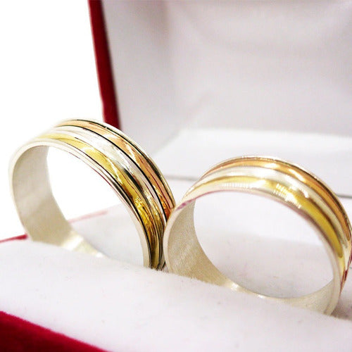 Entre Joyas Alianzas Compromiso Plata 925-Oro Anillos Boda De Tricolor 1