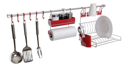 Metaltru Foldable Aerial Kitchen Drainer Set with Hanging Bar 1