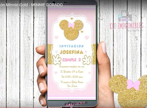 Animated Minnie Gold Invitation. Minnie Gold Video Card 1