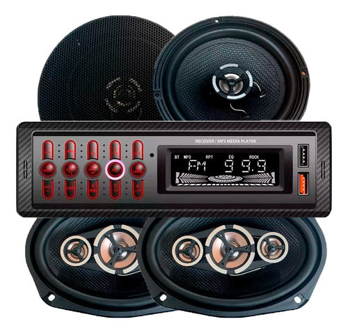 Xline Estéreo Bluetooth USB 1099 + Parlantes 6 PULG + 6X9 Xline 1