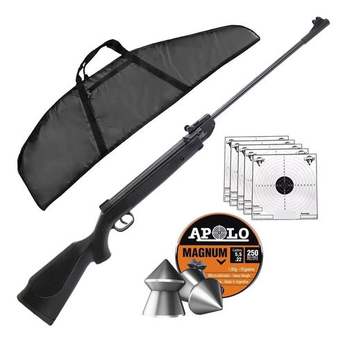 Castor Black B2-4P 5.5 mm Air Rifle with Padded Case Combo 0