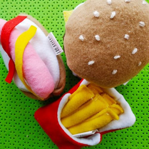 Las Atitas Fabric Food Toy Set: Hamburger, Hotdog, and French Fries 4