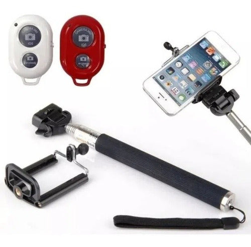 Kit Com 100 Un Bastão De Selfie+ Controle + Suporte Celular 4