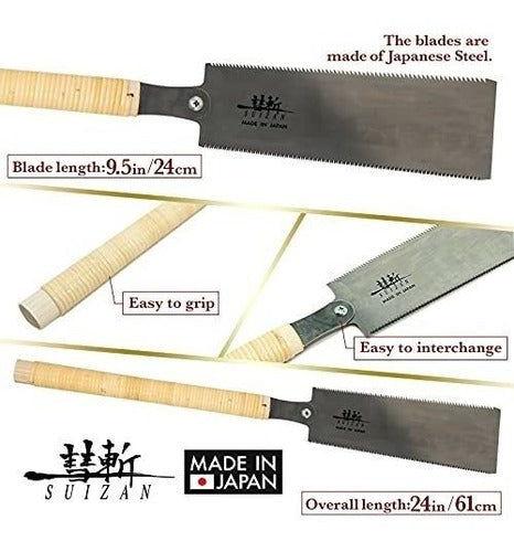 Suizan Japanese Pull Saw Hand Saw 9.5 Inch Ryoba Double Edge Flush Cut Saw For Woodworking 1