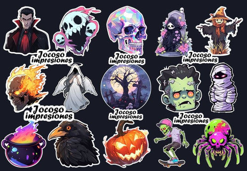 Jocosoimpresiones Stickers Halloween (Water Resistant) X15u 0