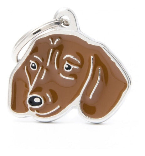 My Family Brown Engraved Dachshund Identification Tag 0