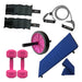 Functional Fitness Training Kit - Mat + 3kg Ankle Weights + 2x 3kg Dumbbells + Band + Ab Roller 26