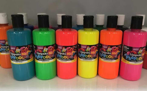 PlayColor Tempera Escolar 750 Grs Fluo Botella X16un 3