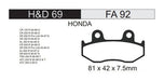 Pastilla De Freno Honda Cr 125 500 Xr Nx - Ptf 69 1