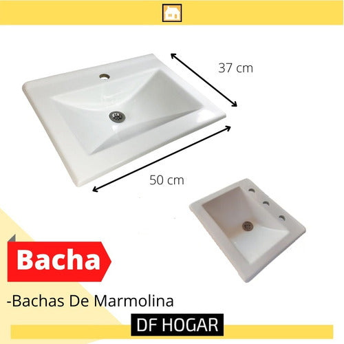 DF Hogar Vanitory Con Cajón De 50cm + Bacha Y Griferia Monocomando 3