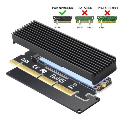 Godshark NVME Adapter with Heat Sink, M.2 SSD Key 0